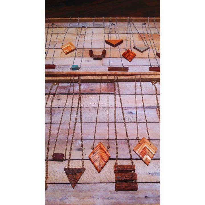 Necklace - Earring - Bracelet - Reclaimed Wood - Reclaimed Leather - Slag Glass - Diffuser - Stainless Steel - Surprise Purchase for wholesale by Gardenia & Grit