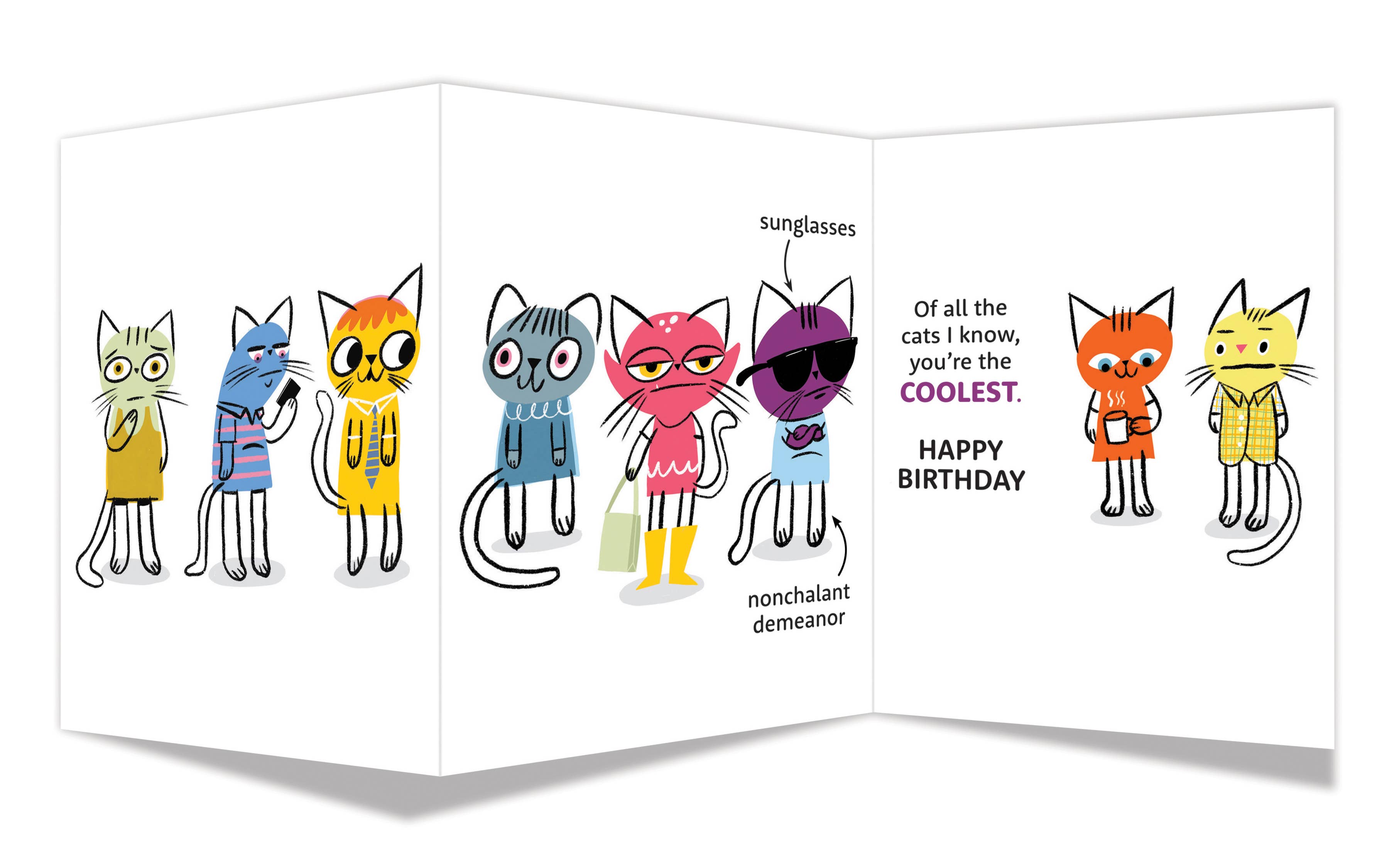 Maginating - Vente Cartes d'anniversaire - Carte de vœux d'anniversaire à trois volets | Anniversaire du chat le plus cool2