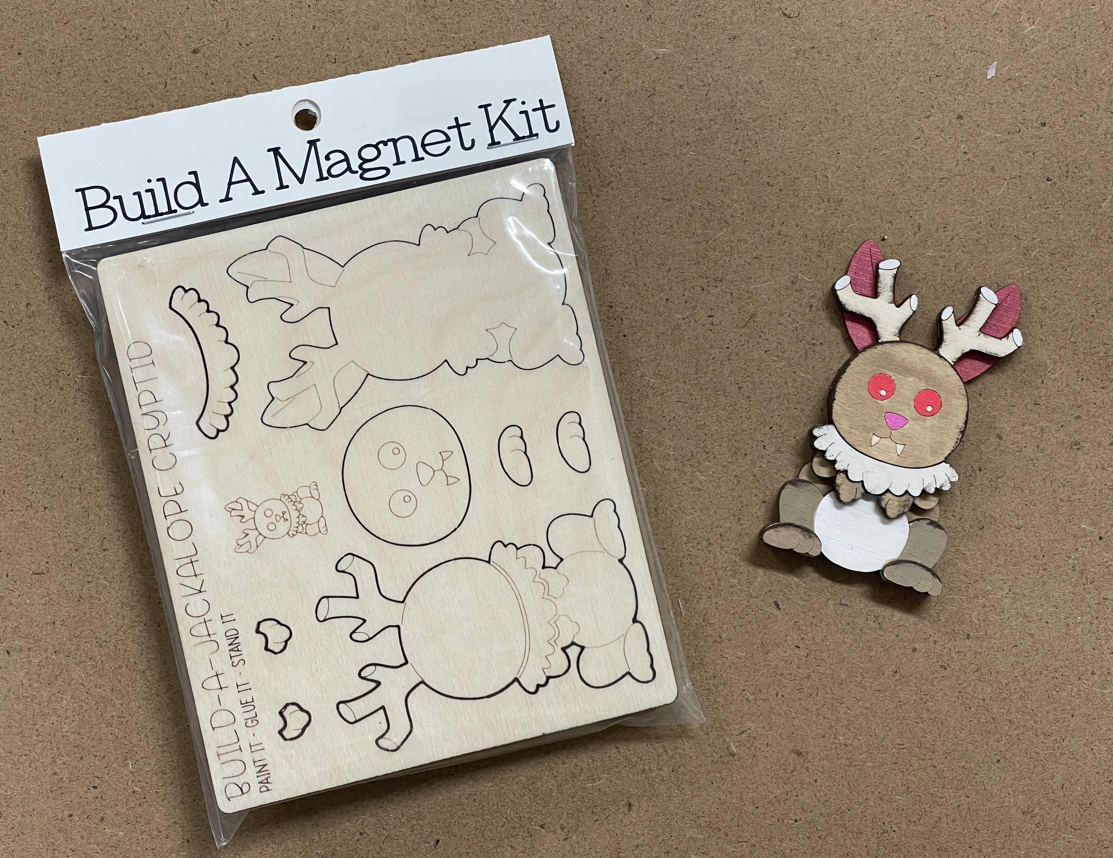 Reclaimed Woodworks Home Decor - Vendita all'ingrosso Kit per lavoretti fai da te - Kit Fai-da-te Magnetico Jackalope KIT ARTIGIANALE MITICO4