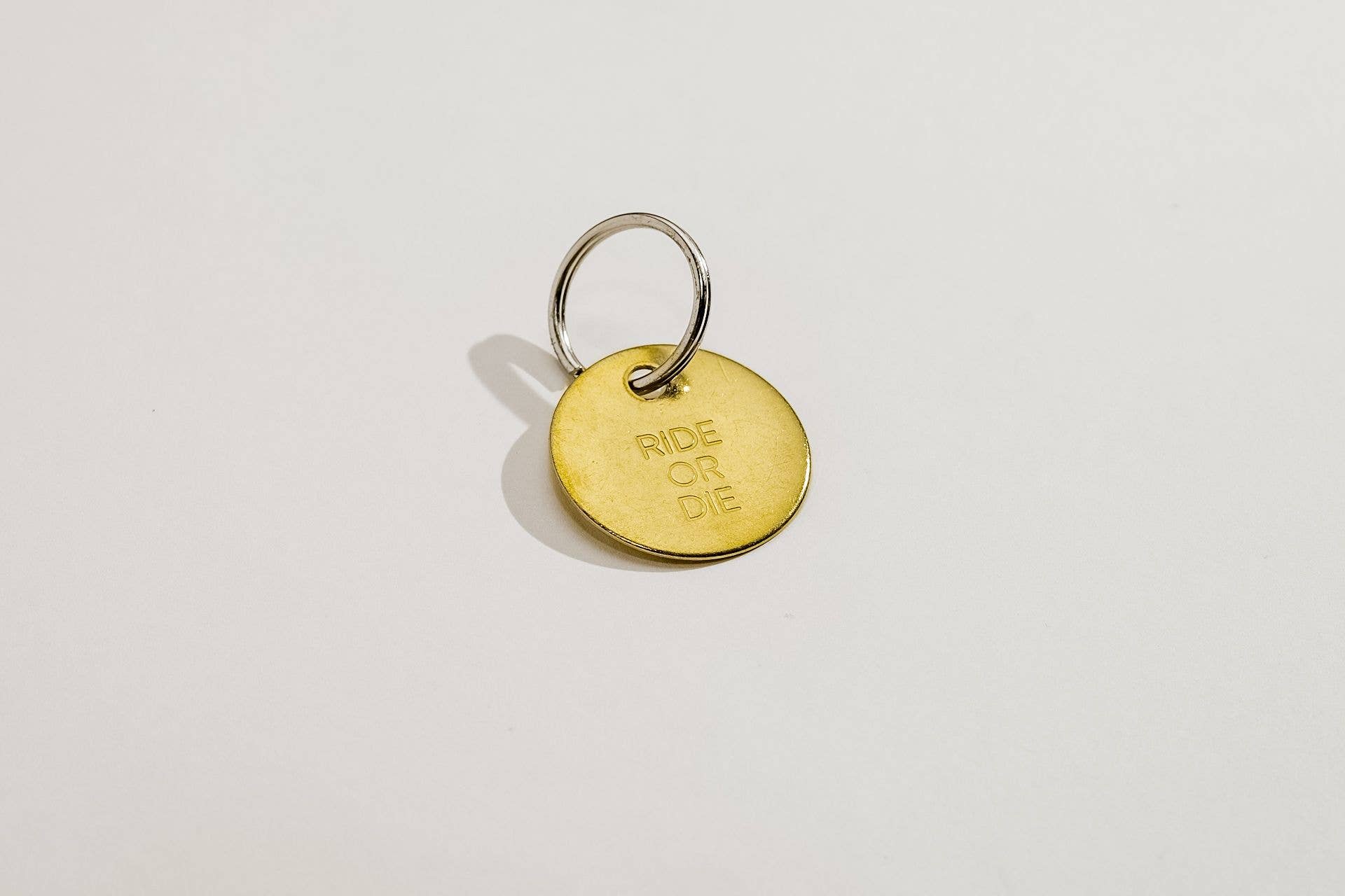 Chaparral Studio - Wholesale Keychain - Unisex - RIDE OR DIE - Medium Hand Pressed Brass Keychain