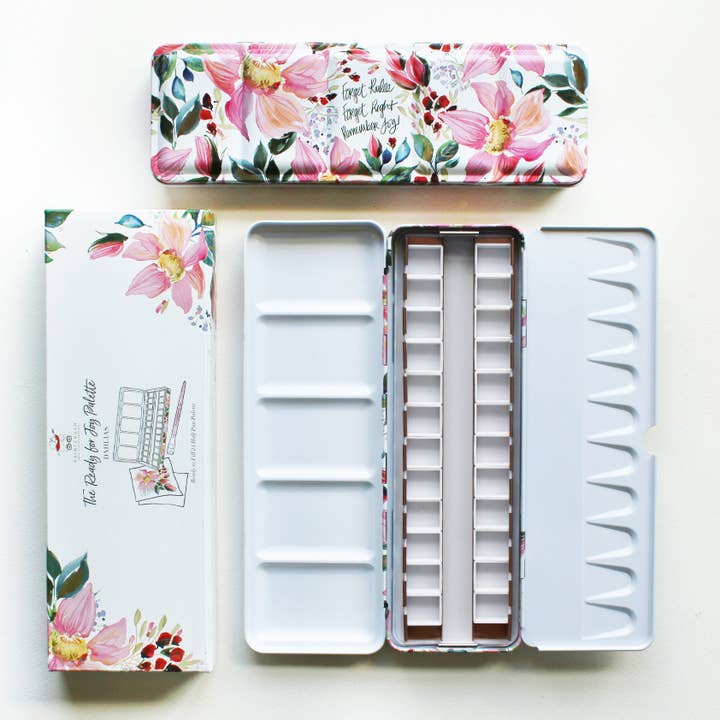 Paintcrush - Wholesale Palette/Mixing Tray - The Ready For Joy Empty Watercolor Palette - Dahlias2
