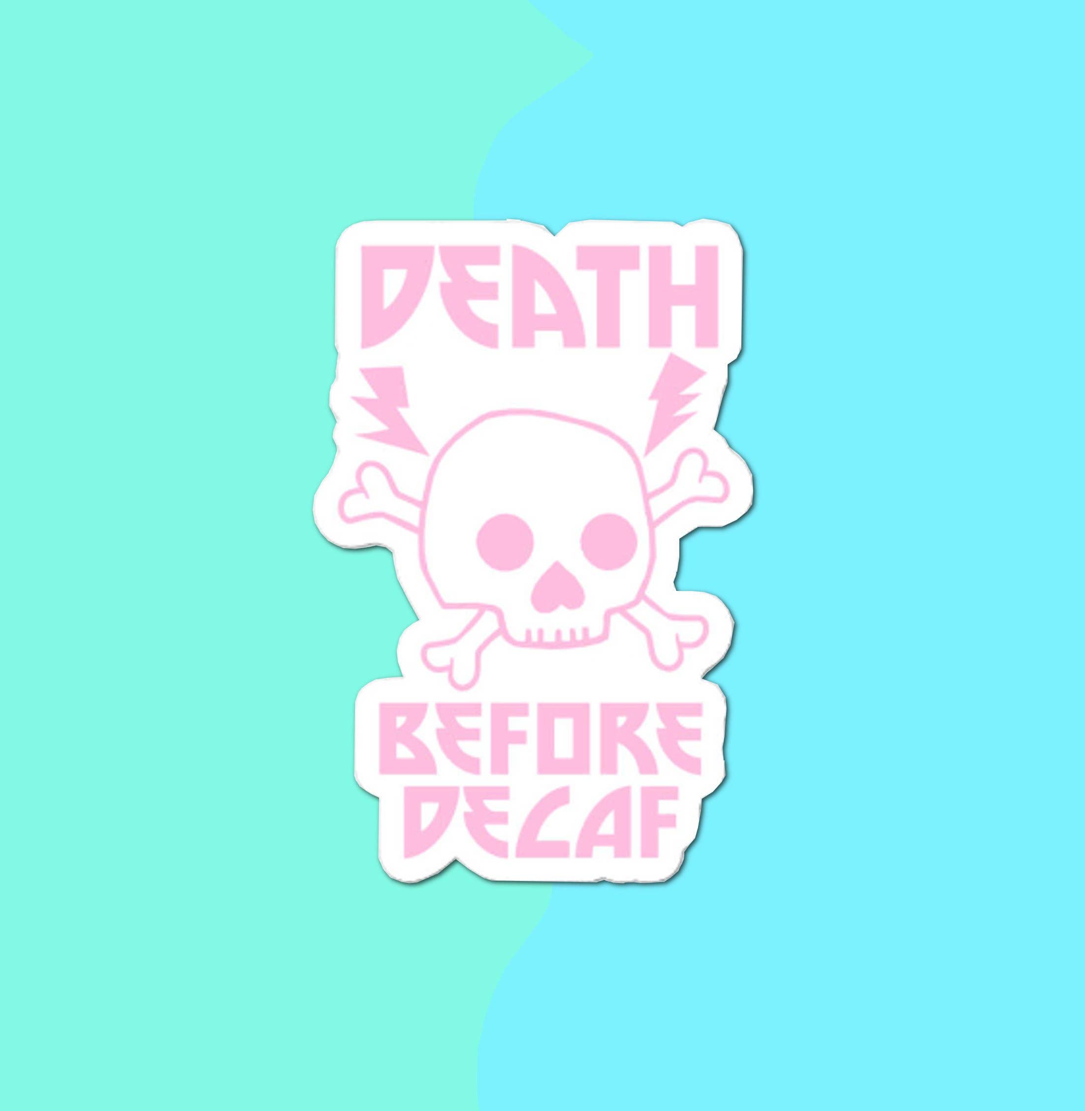 HelloSailorTees – Adesivo por atacado – Morte antes do crânio de metal descafeinado bonito bate sem bolhas1