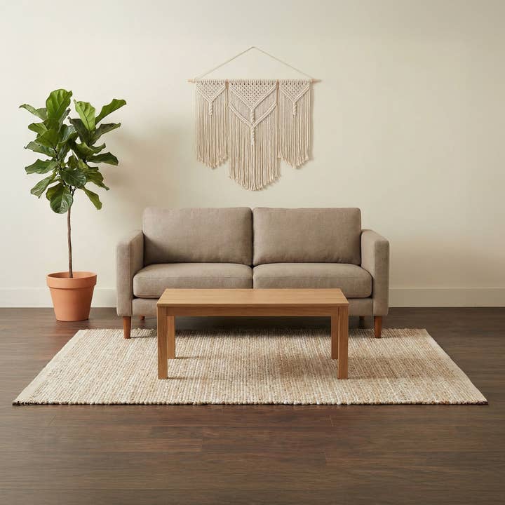 · REDEARTH · Jute Bomulds Tæppe - 6'x9' Rektangulært Tæppe, Bæredygtigt Håndvævet, Ikke-Fældende, Blødt & Holdbart – Vendbart, Neutrale Toner til Hjemmeindretning i Stue, Spisestue, Soveværelse for engroshandel hos REDEARTH