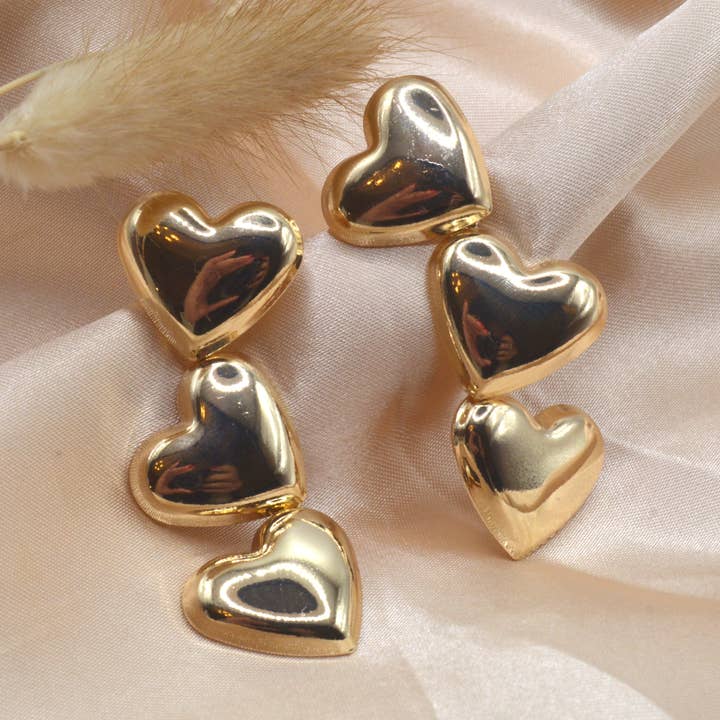 Brincos de Três Corações Pendentes por atacado de Graceful Jewels co.