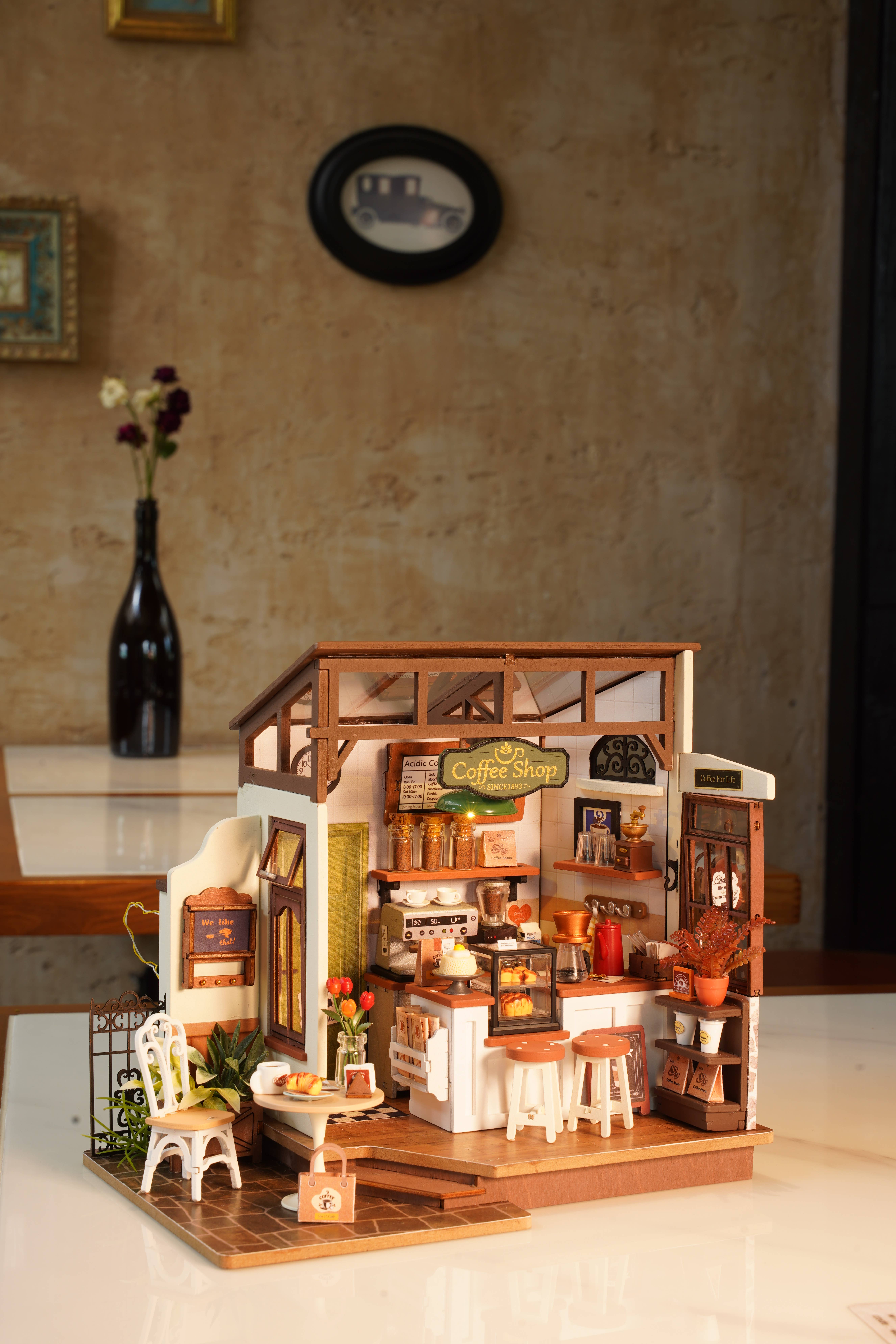 Robotime – Kit de artesanato DIY por atacado – DG162 No.17 Café Rollife Casa de bonecas de artesanato em miniatura DIY17