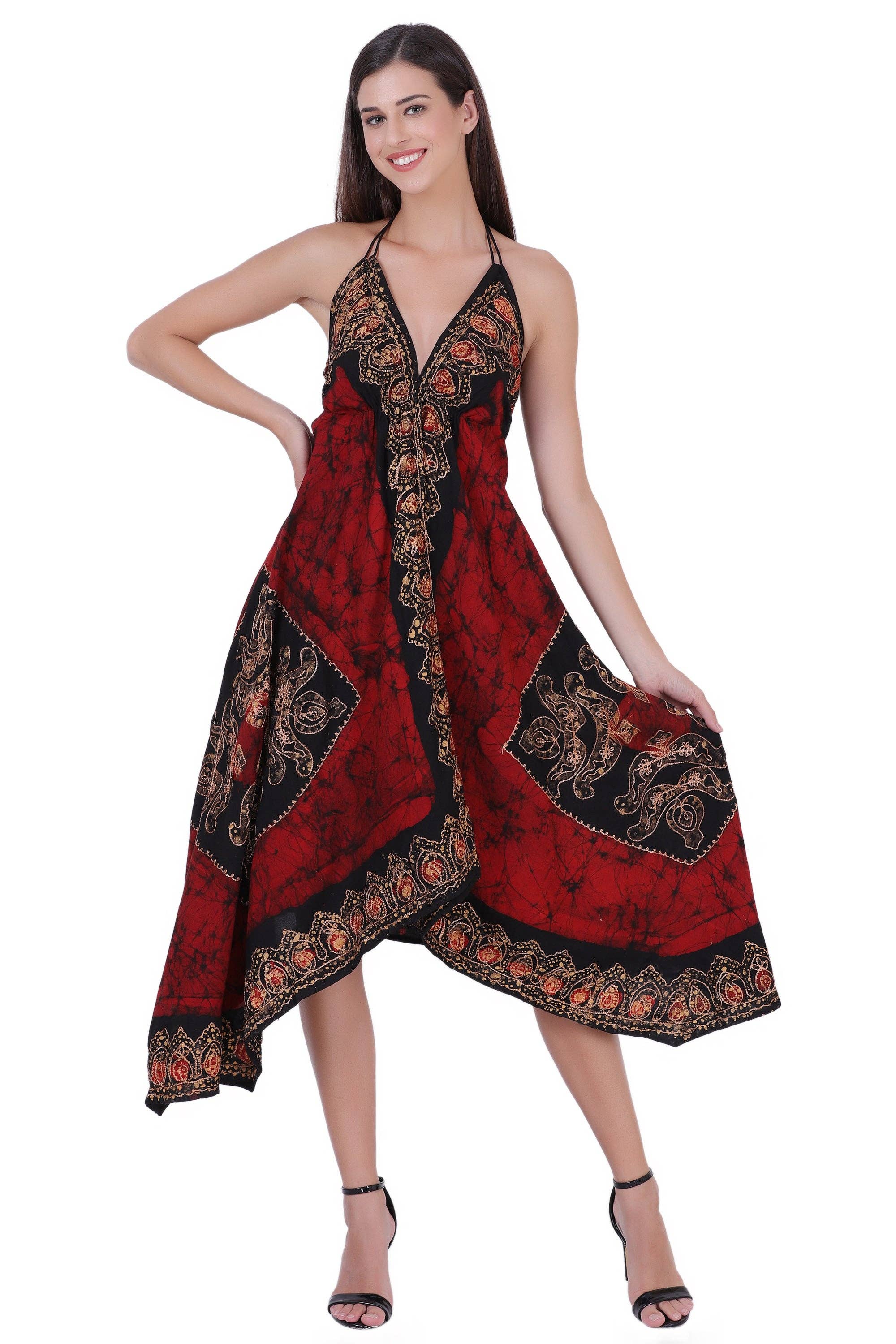 Advance Apparels – wholesale Dress – Women's – Batik Scarf Dress Elastic Back 14580