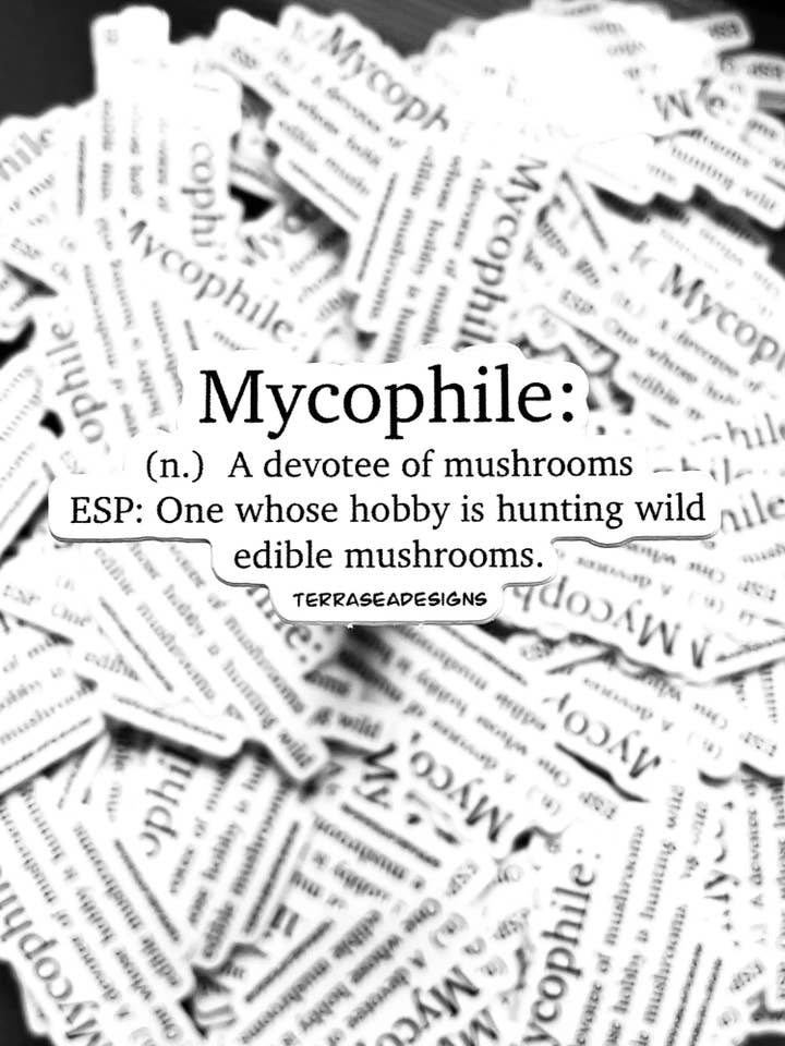 Mycophile Definition Sticker for wholesale by TerraSeaDesigns
