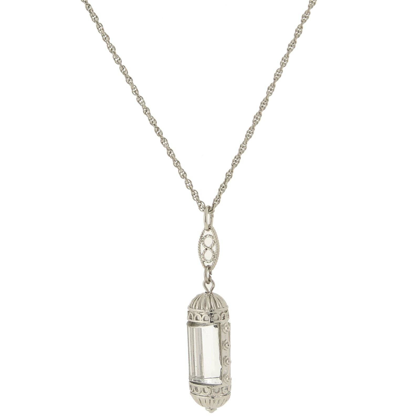 1928 Jewelry - Wholesale Pendant/Charm Necklace - 1928 Jewelry Elongated Deco Glass Stone Pendant Necklace 20"0