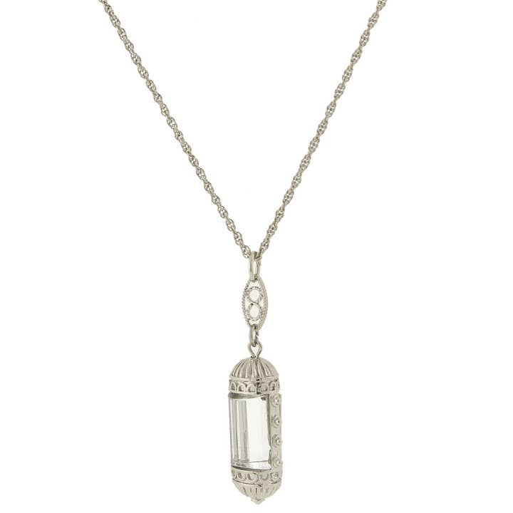 1928 Jewelry - Wholesale Pendant/Charm Necklace - 1928 Jewelry Elongated Deco Glass Stone Pendant Necklace 20"