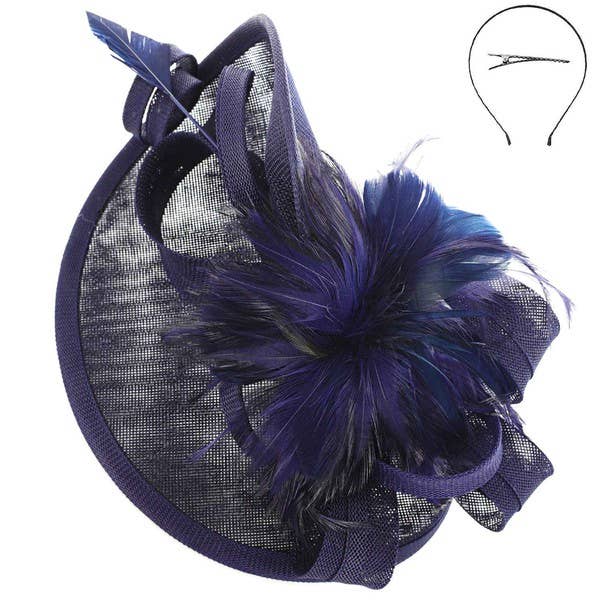 anbfashion - Vendita all'ingrosso Fascinator - Donna - Fascinator in piume e nastro di sinamay con fascia e clip4