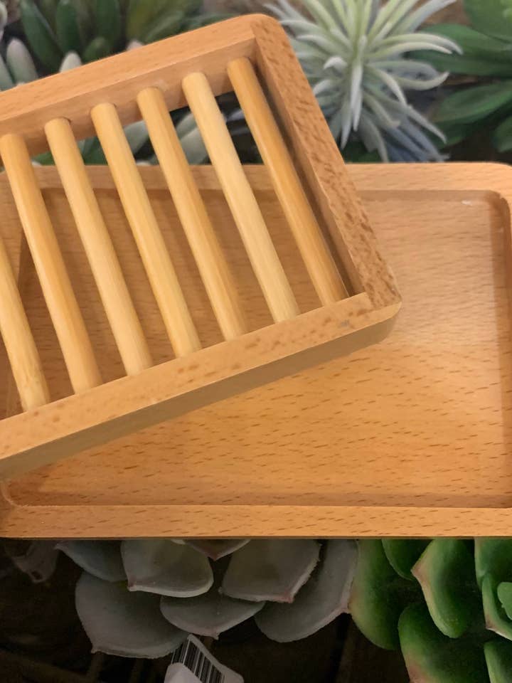 Bamboo Soap Dish Two Piece Set To Keep Soap Dry for wholesale by Nature's Weeds Organics