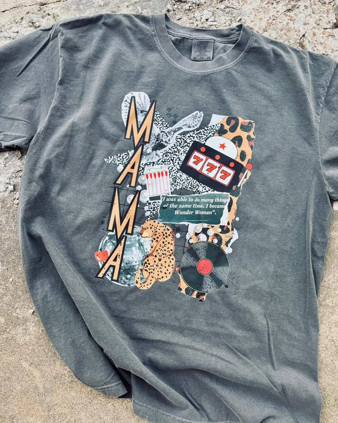 ZZ Threadz - Wholesale Screen Printed T-Shirt - Women's - Western Mama Collage Comfort Colors Graphic Tee0