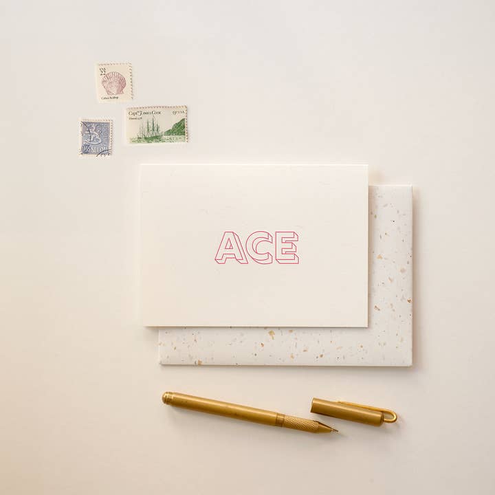 Letterpress Greetings Card - ACE for wholesale by Tankerville Press