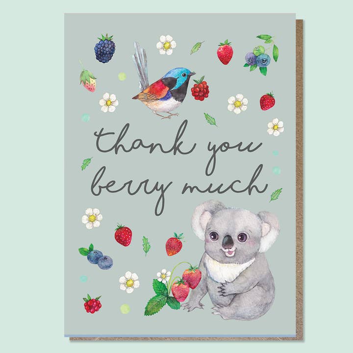 Koala and wren Thank You Card   for wholesale by Watercolour By Cat