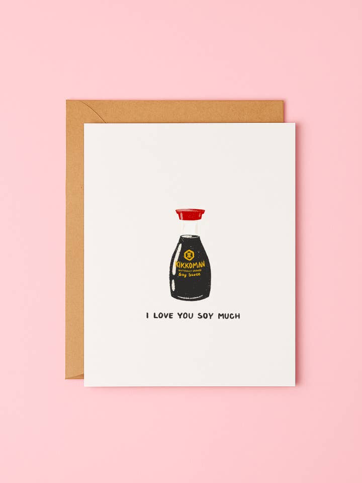 'I Love You Soy Much' Greeting Card for wholesale by LucyDraws