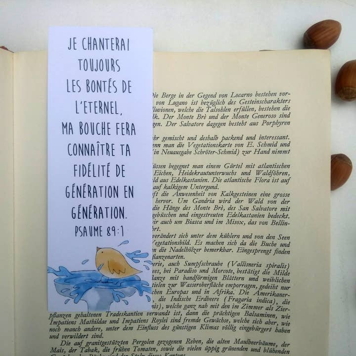 Signet | Oiseau éclaboussant dans la fontaine avec verset biblique pour la vente par Little Red Fox Designs