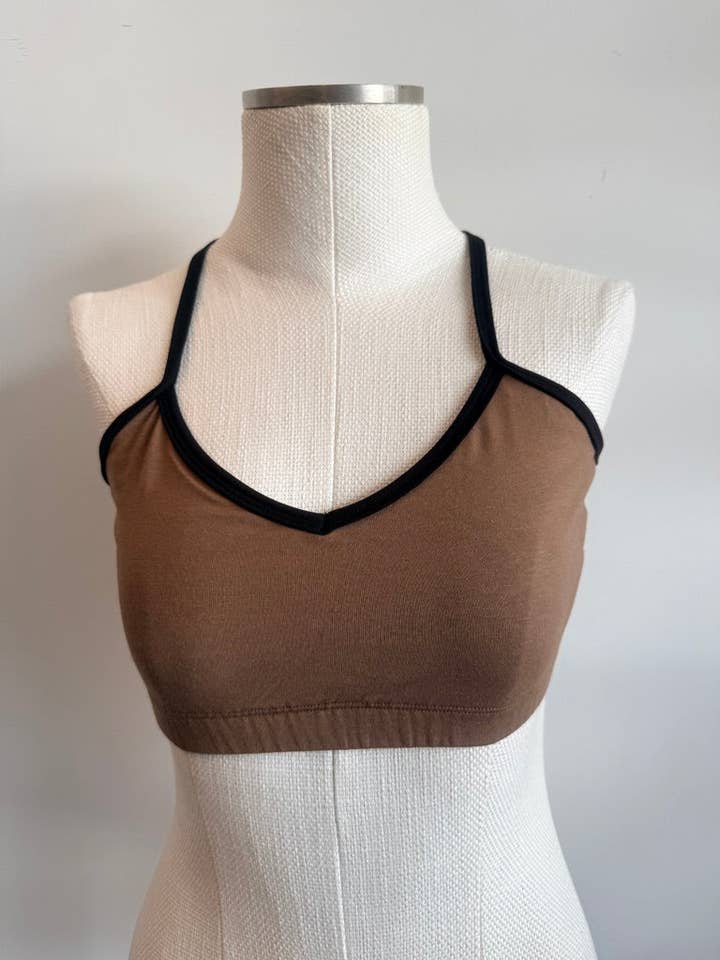 Bamboo Bralette Latte with Black Binding for wholesale by Ancient Language 97