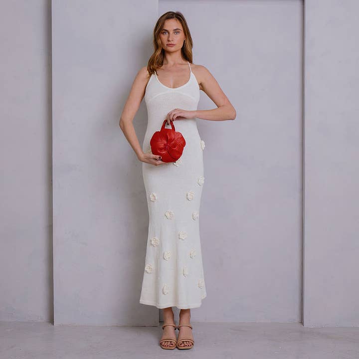 Melie Bianco - Wholesale Top Handle Bag - Women's - Monroe Red Flower Vegan Leather Top Handle Bag