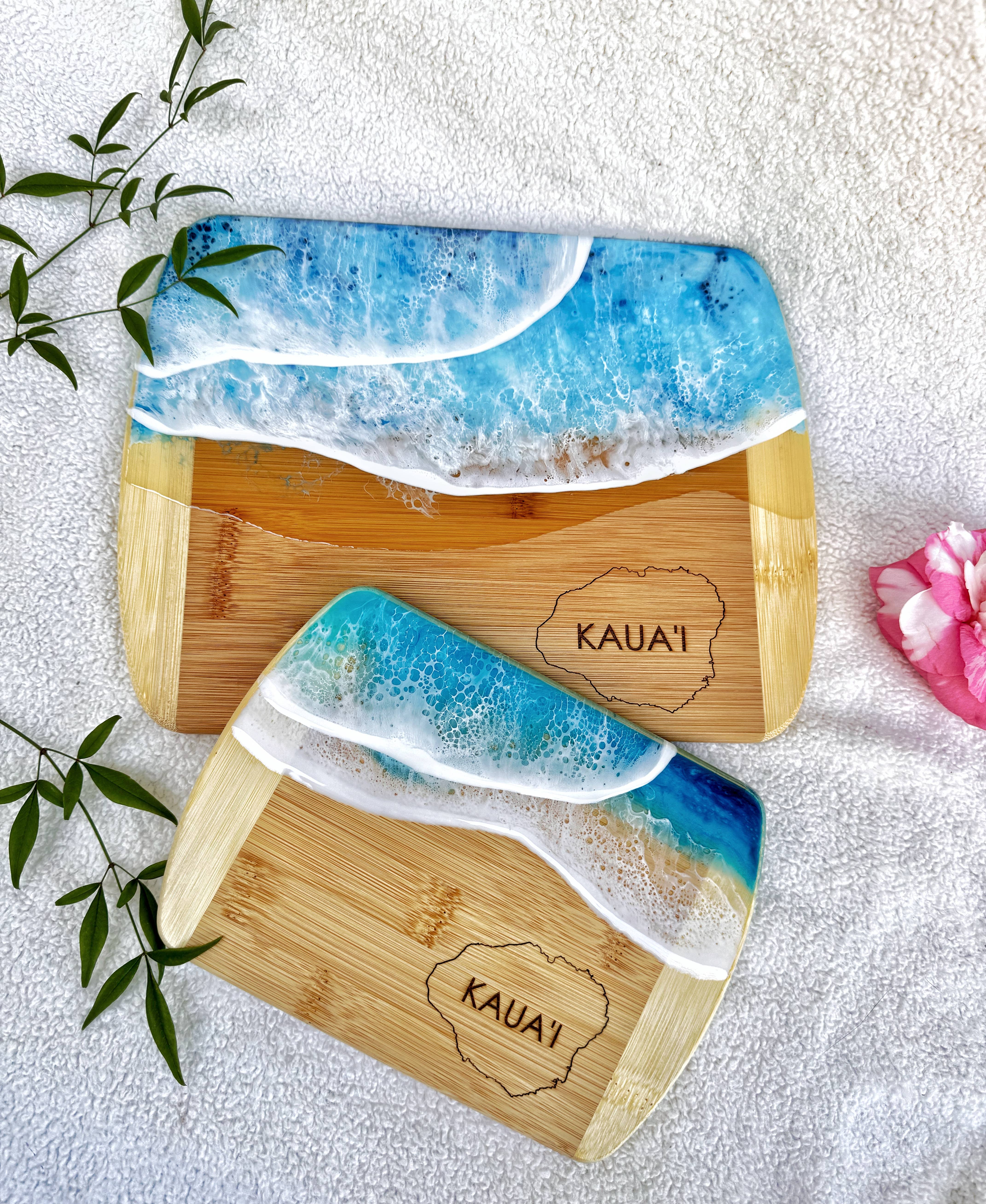 TBM Creations LLC - Vente Plateaux à fromage - NOUVEAU | Planche à charcuterie KAUAI Island Ocean | Planche à fromages14