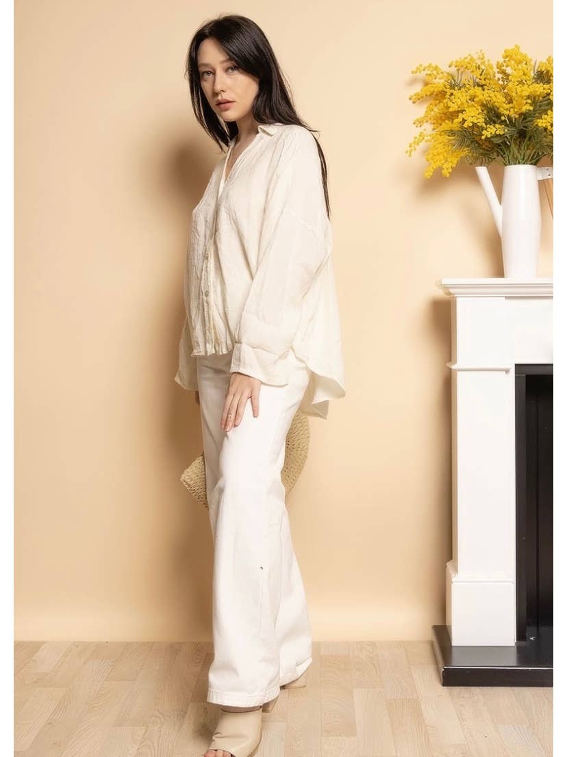 LINEN & COTTON HOUSE - Vente Chemise à col boutonné – femme - CHEMISE EN LIN. 48902 NINA40