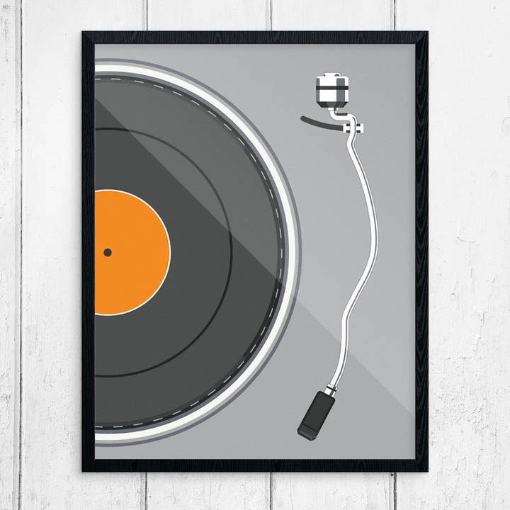 Fridgedoor - Wholesale Art Print - 11" x 14 Gray LP Record Turntable 11 x 14