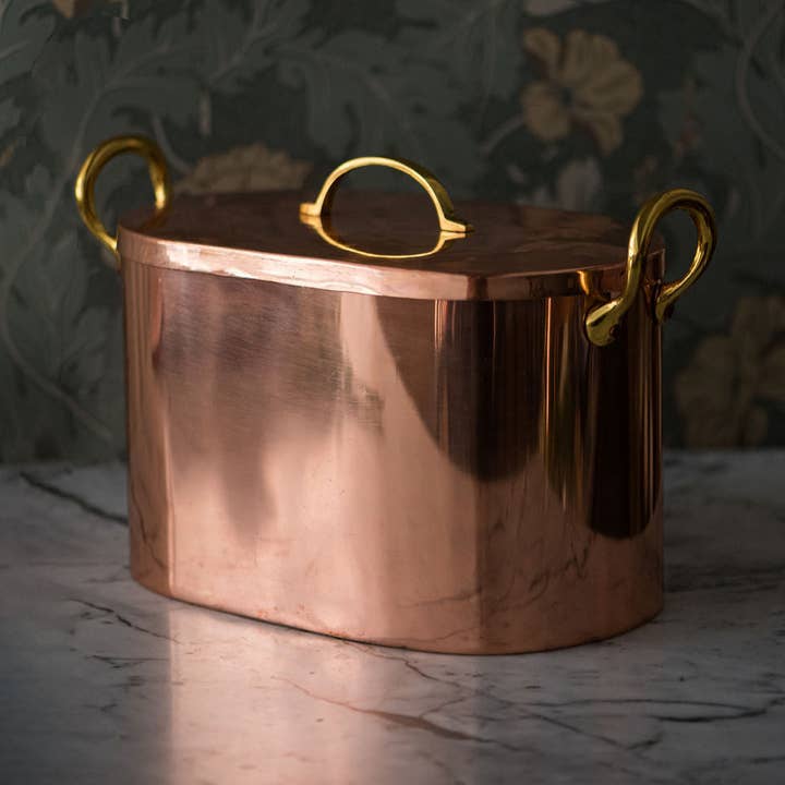 Copper Bread Box with Brass Handles for wholesale by Galley and Fen