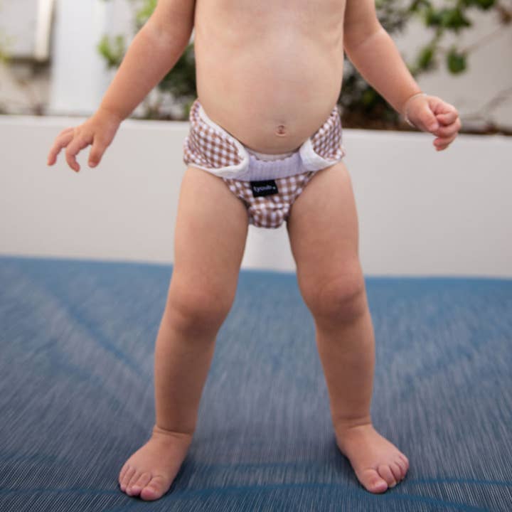 Tyoub - Wholesale Swim Diaper - Baby - Adjustable Reusable Swim Nappy and Wet Bag Fawn Check