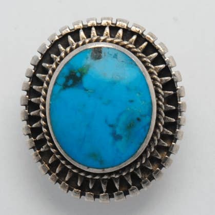 Iroquoise - Wholesale Cocktail/Statement Ring - Turquoise and Silver Round Ring2
