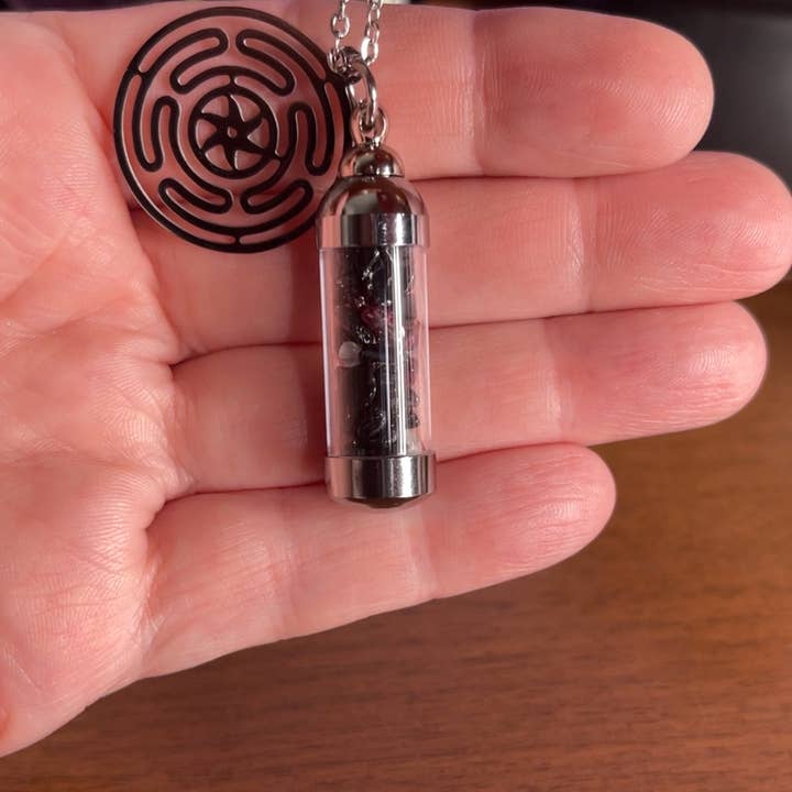 Moondust and Raven - Wholesale Pendant/Charm Necklace - Hecate Spell Jar Amulet Necklace, Witchy Crystal Jewelry