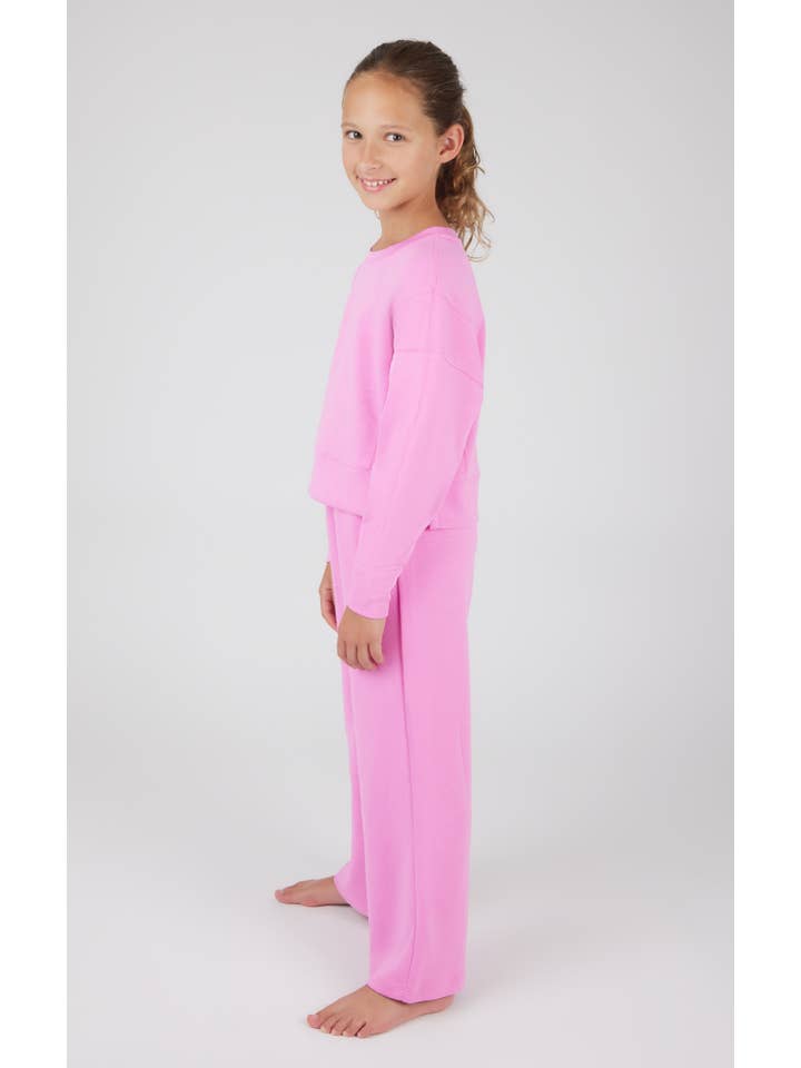 90 Degree by Reflex - Wholesale Top & Pant Set - Kids - Girls Everyday Scuba Side Slit Pullover and Pant - Set