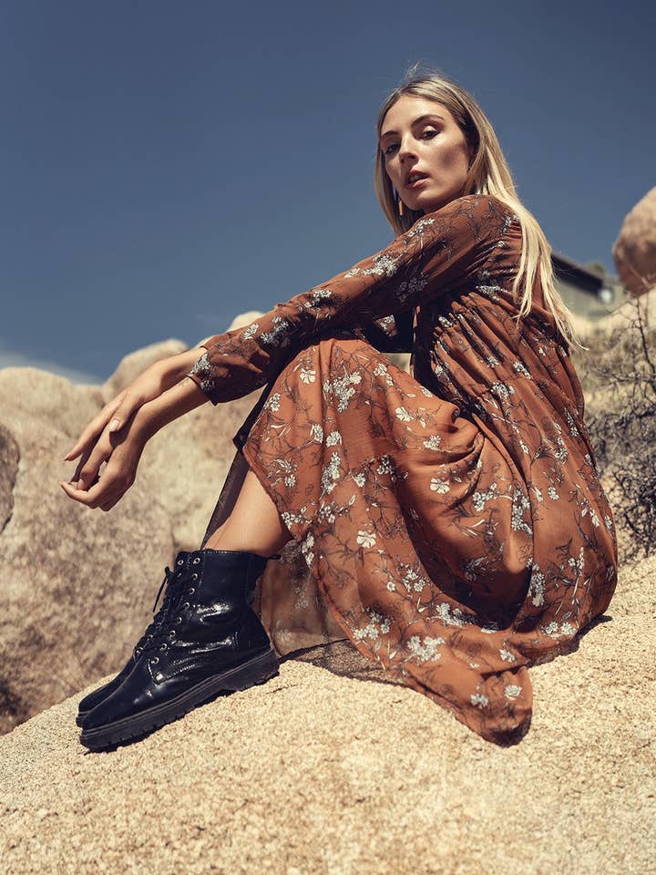 FLORAL RUST DRESS for wholesale by Profile NYC