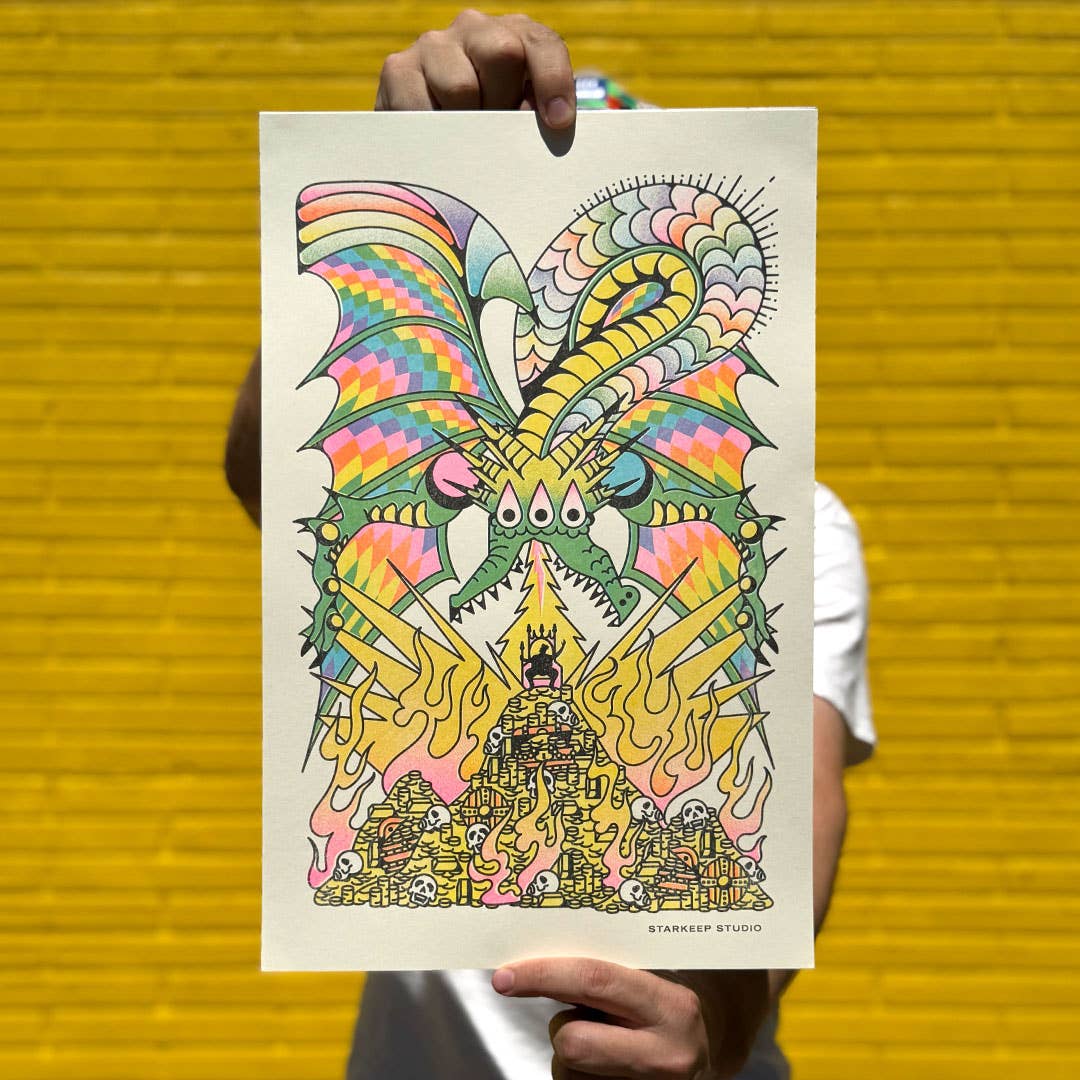 StarKeep Studio - Wholesale Art Print - The Mad King Risograph Print | 11x17 Riso Print5