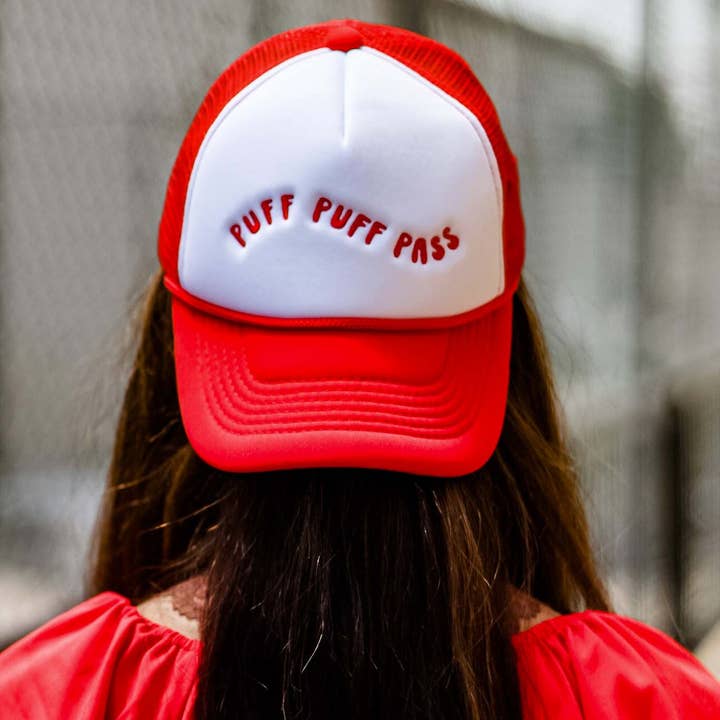 Puff Puff Pass Funny Trucker Style Hat for wholesale by Mugsby