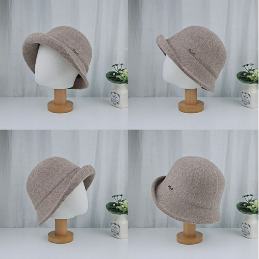 Comfortarians - Vendita all'ingrosso Cappello da pescatore - Donna - Cappello a secchiello in lana regolabile da donna, blocchi di colore, autunno inverno10