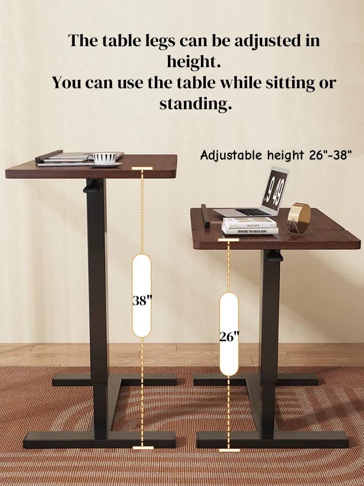 39F Inc. - Wholesale Side Table - Adjustable Overbed Laptop Table with Wheels Walnut Finish4