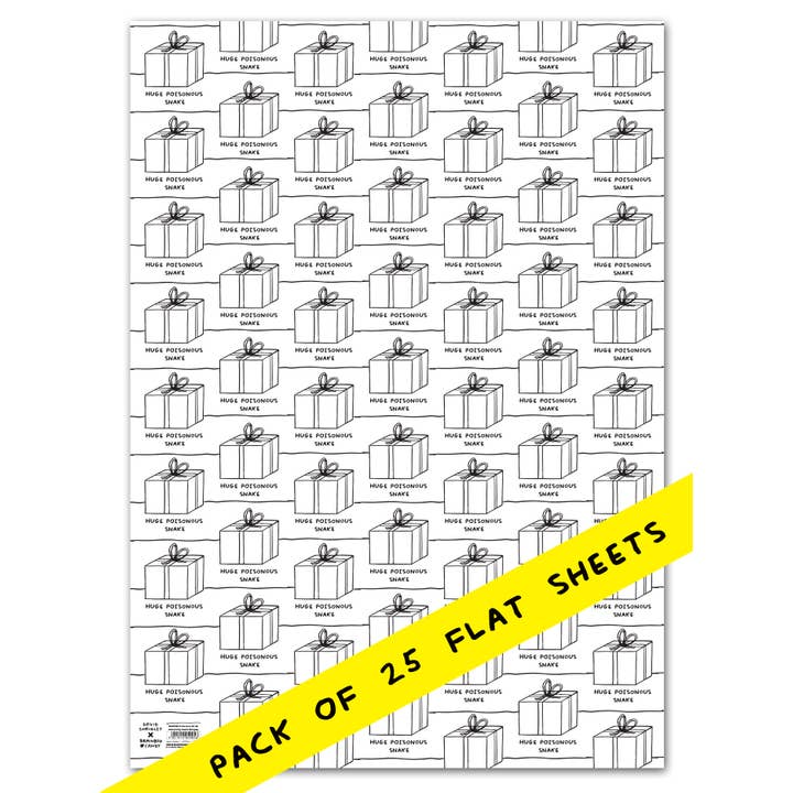 Funny Gift Wrap - Poisonous Snake - Pack of 25 Flat Sheets for wholesale by David Shrigley x Brainbox Candy