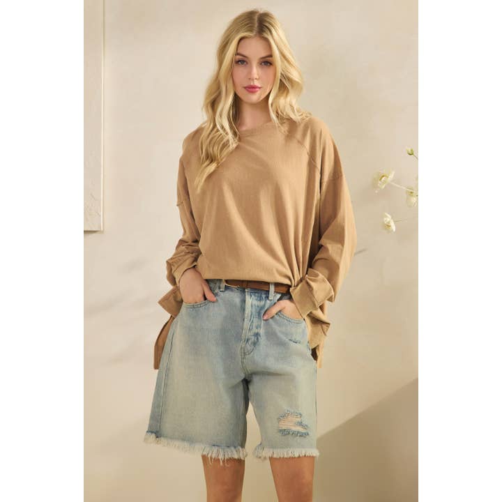 Sage + Fig - Wholesale T-shirt – women's - MINERAL WASH CREWNECK SWEATSHIRT (STC7908)14