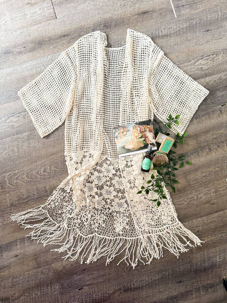 The House Of Gentry - Wholesale Kimono - Women's - Ivory Crochet Kimono1