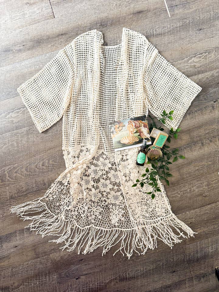 The House Of Gentry - Wholesale Kimono - Women's - Ivory Crochet Kimono1