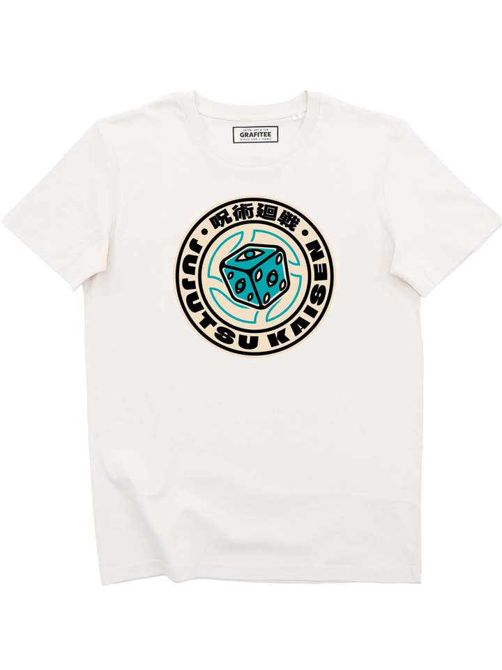 T-shirt Badge Jujutsu Kaisen bianco sporco 100% cotone biologico per la vendita all'ingrosso da parte di Grafitee