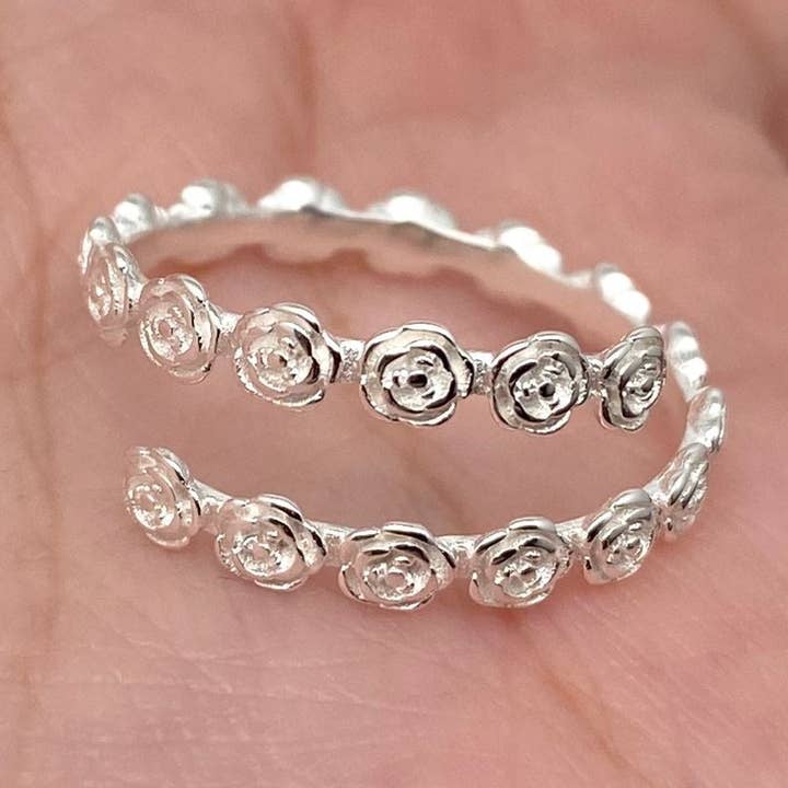 Anillo ajustable rosa de plata de ley S925 para venta al por mayor de Mio Queena