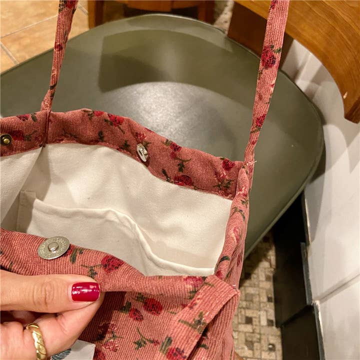 NINEXIS - Wholesale Tote Bag - Women's - CWAB3899_CORDUROY SNAP-BUTTON LARGE-CAPACITY SHOULDER BAG28