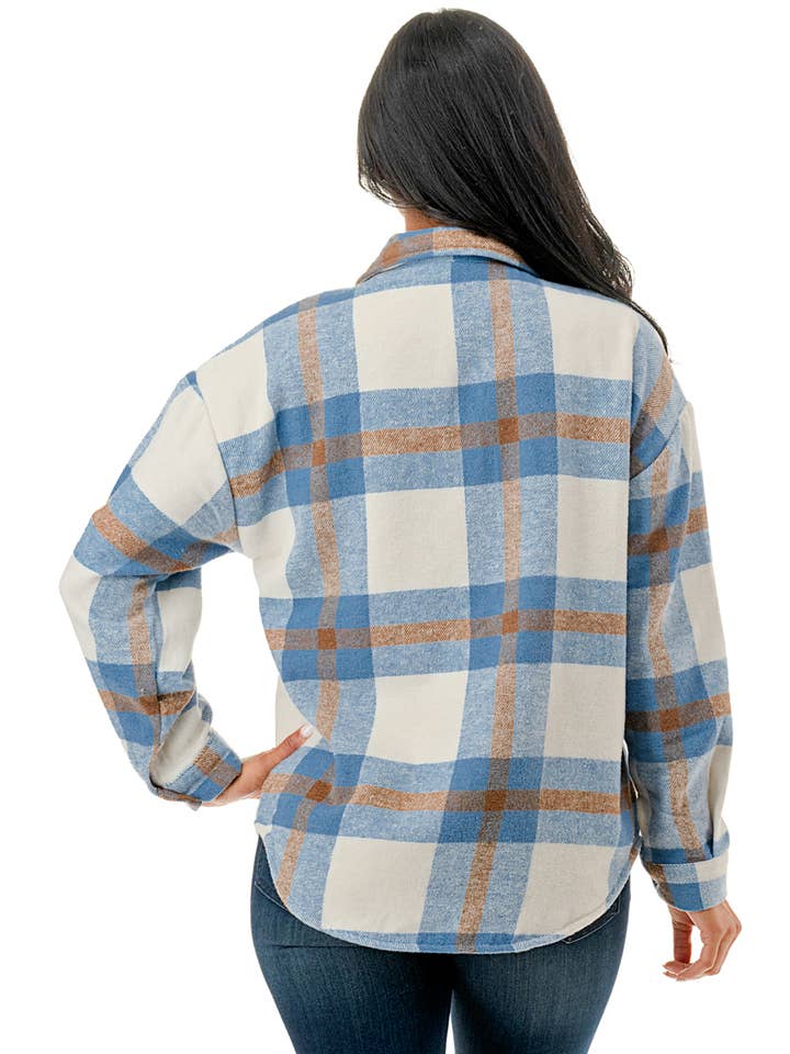 Color 5 - Wholesale Shirt Jacket/Shacket - Women's - Plaid flannel shacket basic shirt jacket w/fur lined inside8