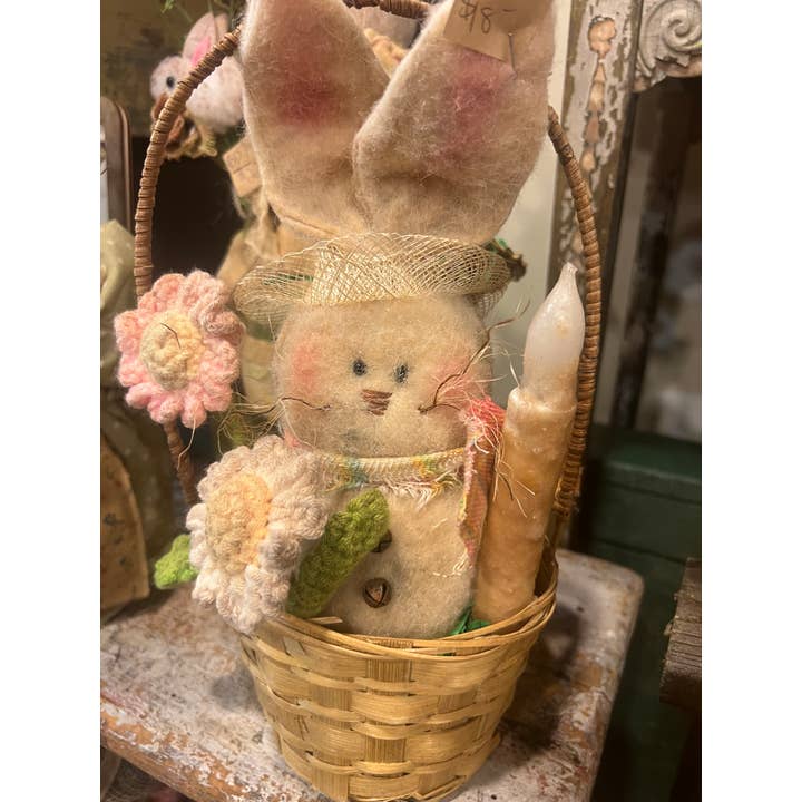 Bunny in basket Made in USA for wholesale by Raggedy Junction