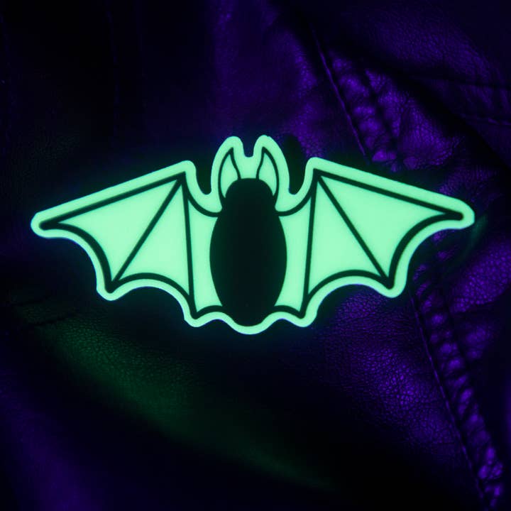 Bat Glow-in-the-Dark Vinyl Sticker for wholesale by Crinkle Crow Studio