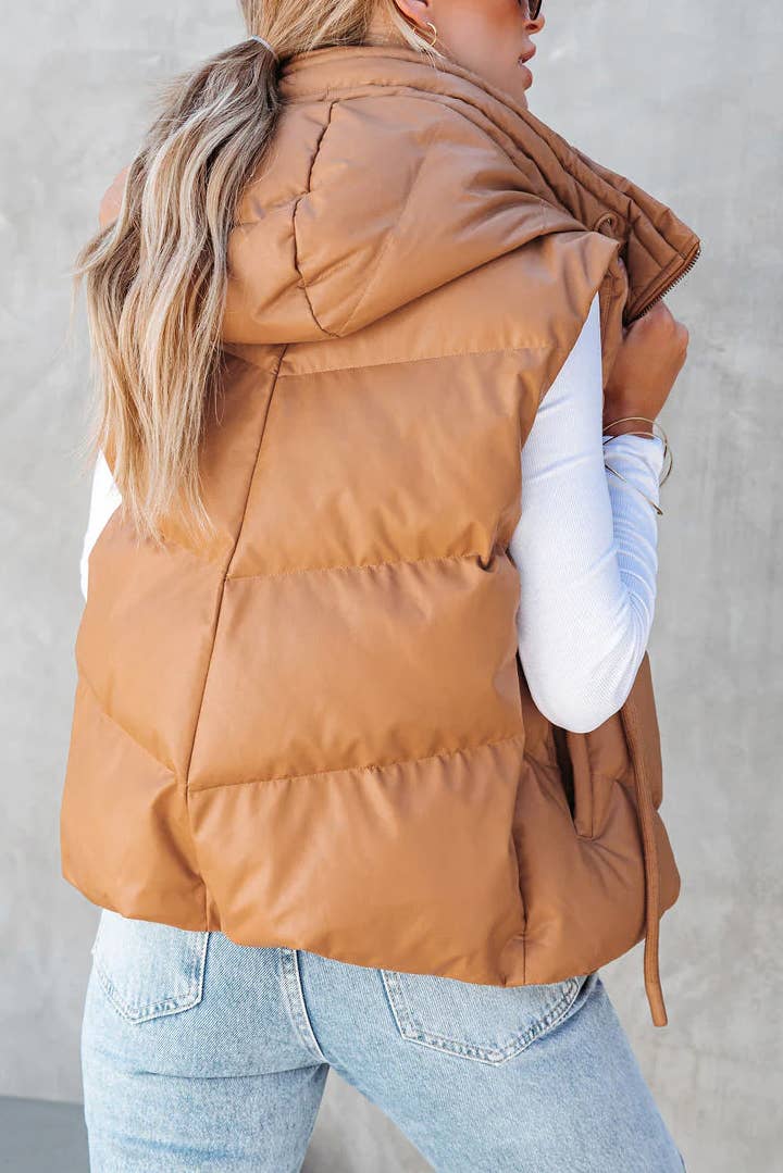 HIDDENBRAND - Wholesale Outerwear Vest - Women's - Short Hooded Down Sleeveless Vest7