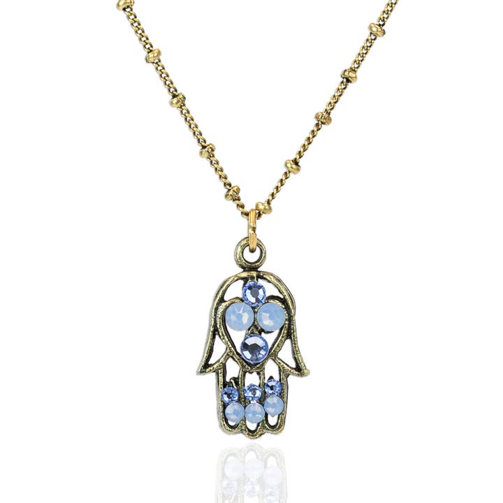 Hera Air Blauwe Opaal Kristal Hamsa Bedelketting voor wholesale door Anne Koplik Designs, Inc.