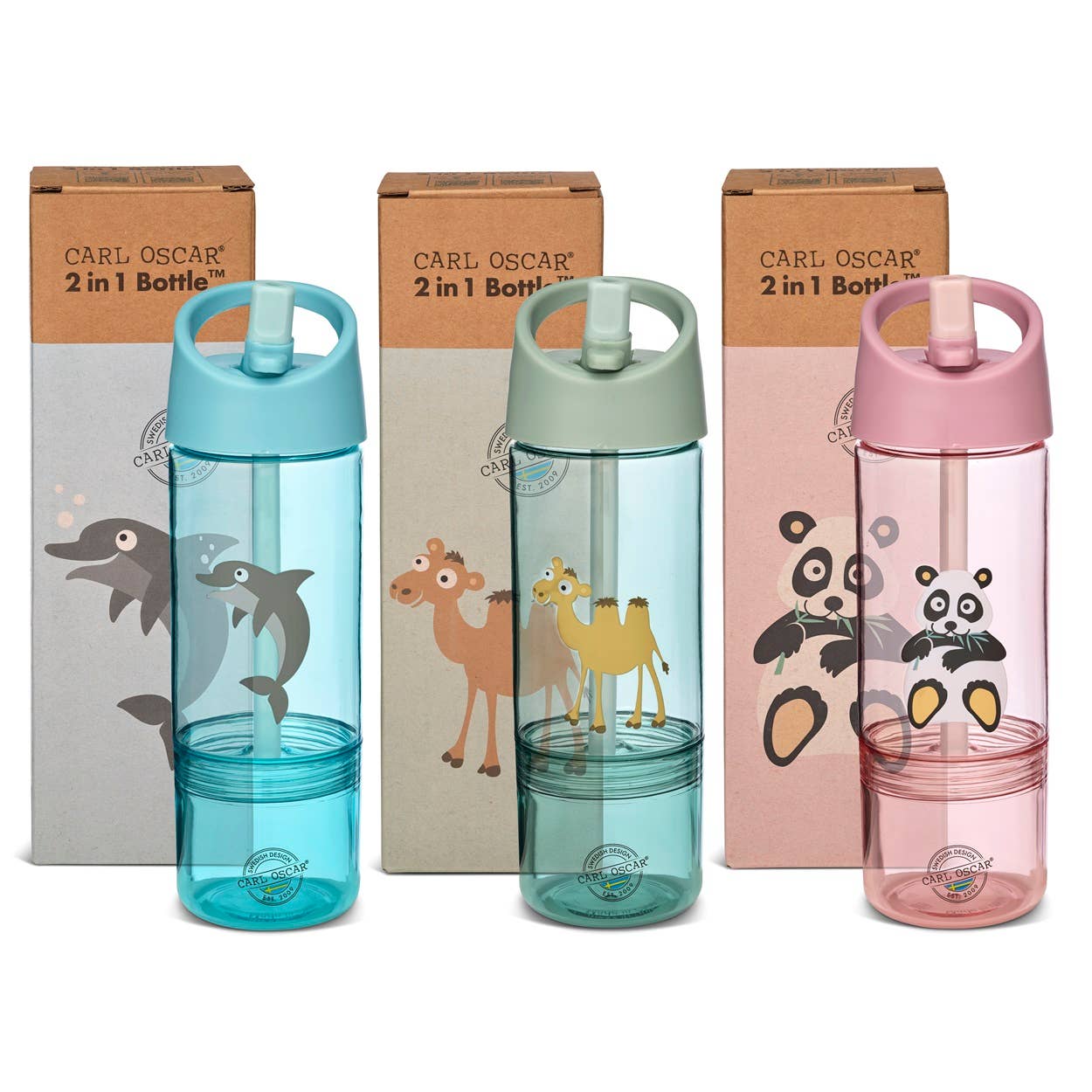Carl Oscar - Wholesale Water Bottle - Water Bottle 2 in 1, Tritan Renew-Mixed Colours-Animals0