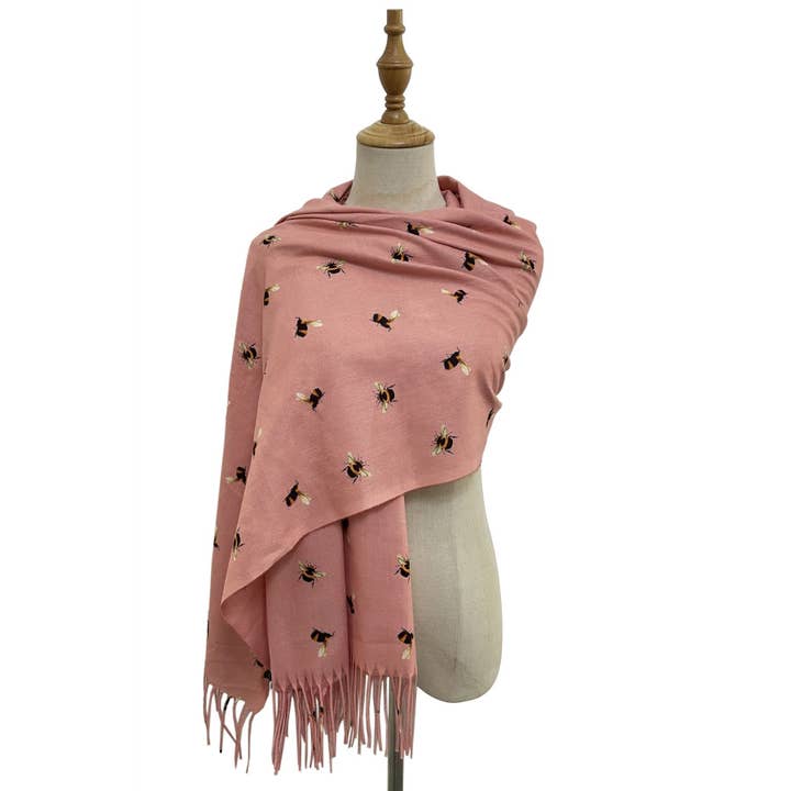 Fashion Scarf World - Wholesale Scarf - Women's - Bumble Bee Print Tassel Scarf