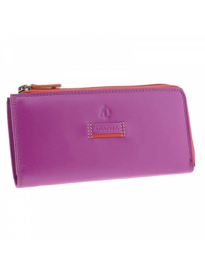 Large Women's Wallet with Zipper in Lilac Leather for wholesale by Adapell